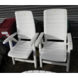 Pair of Plastic Garden Sun Loungers and Cushions (inside)