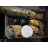 Box of Treen - Bongos and Clogs etc