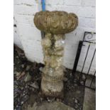 Large Concrete Bird Bath with Cherub Supports