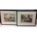 2x Samuel Hewitt Prints - Duck Shooting Partridge Hawking