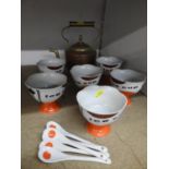 Copper Kettle and Ice Cream Dishes with Spoons