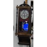 Drop Dial Wall Clock with Key - Hills Barnstaple - Working Order