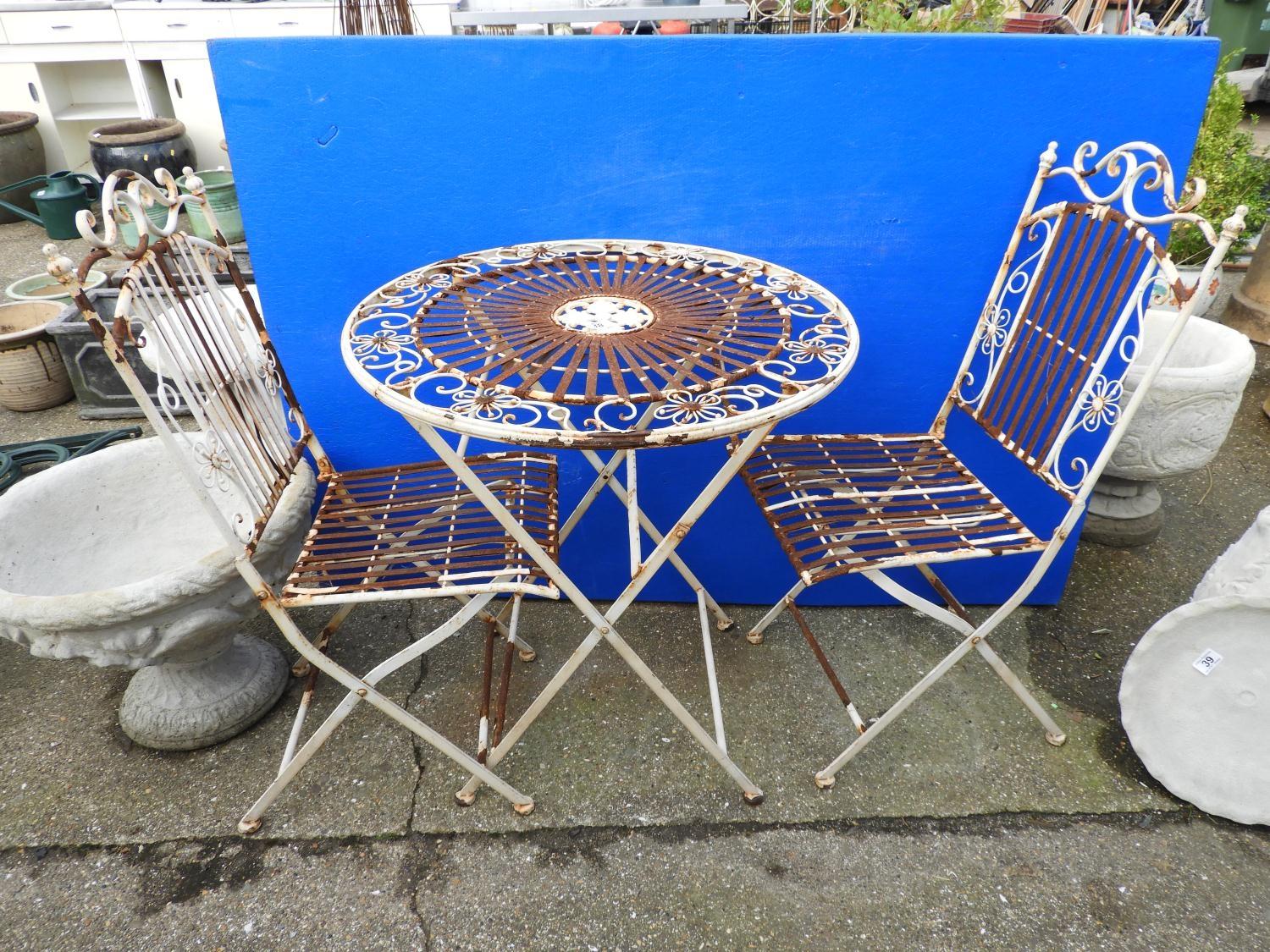 Folding Metal Garden Table and 2x Chairs