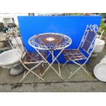 Folding Metal Garden Table and 2x Chairs