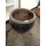 Large Circular Glazed Garden Planter