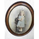 Vintage Oval Framed Picture - Little Girl