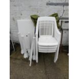 Plastic Garden Table, Chairs and Parasol