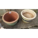 2x Glazed Garden Planters