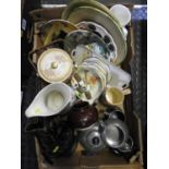 Box of Misc - Glug Jug, Collectors Plates etc