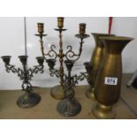 Brassware, Candlesticks and Vases