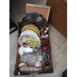 Box of Misc - Collectors Plates, Shot Glasses etc