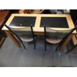 Breakfast Table with 2x Metal Framed Pine Seated Chairs