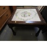 Embroidered Glass Top Table