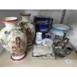 Pair of Transfer Printed Vases, Platedware and Paperweight etc