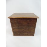 Stained Pine Bank of Eight Specimen Drawers - 44cm x 41cm x 47cm High