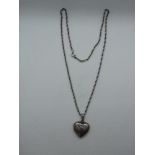 Silver Heart Shaped Locket on Silver Chain - 9gms