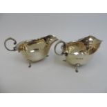Pair of Mappin & Webb Silver Three Footed Sauce Boats - Total Weight 180gms - 15cm Length