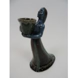 Rare C H Brannam Barnstaple Slipware Art Nouveau Lady Figure Candle Holder – Initialled RP for