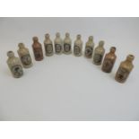 12x Stoneware Ginger Beer Bottles - Ilfracombe, Petter Barnstaple, Dornat and Hardy