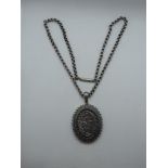 Silver Locket on Chain - Chain Unmarked - 35gms