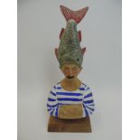 Lime Wood Carving - The Swimming Accident by John Butler R W A - 48cm High
