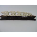 Carved Ivory Elephant Display on Treen Mount - Repair and Loses - 37cm Long