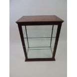 Mahogany Glazed Shop Cabinet with Brass Catch and two Shelves - 64cm Wide x 84cm High x 45cm Deep