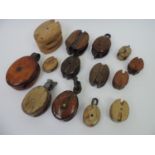 14x Wooden Boat Pulleys
