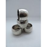 Set of 4x Continental Silver Napkin Rings - Marked 6,10,11 and 12