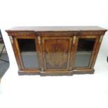 Victorian Mahogany Glazed Inlay and Brass Mounted Breakfront Bookcase