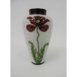 Silver and Guilloche Enamel Miniature Poppy Vase by Heinrich Levinger - Circa 1900 - 11cm High