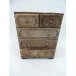 Small Mahogany Bank of Two over Three Drawers with Brass Mounts - 25cm Wide x 17cm Deep x 31cm High