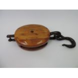 Large Antique Boat Pulley - 50cm Long including Hook