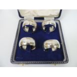Cased Set of 4x Silver Napkin Rings - Dedication on Case to Flt Lieutenant and Mrs R Slack from