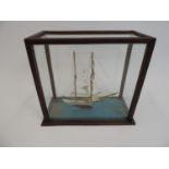 Scratch Built Chicken Carcass Ship in Glazed Display Case - 36cm x 30cm