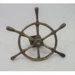 Brass Ships Wheel - One Lug Missing - Wheel Diameter 26cm