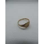 9ct Gold Signet Ring - 2.8gms - Size U - Out of Shape