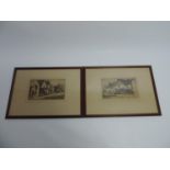 2x Framed Hand Tinted Engravings - Robson