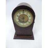 Oak Cased Mantel Clock - Molding Missing on Case - 27cm High