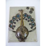 Soholm Pottery Wall Plaque - Peacock - 33cm x 25cm