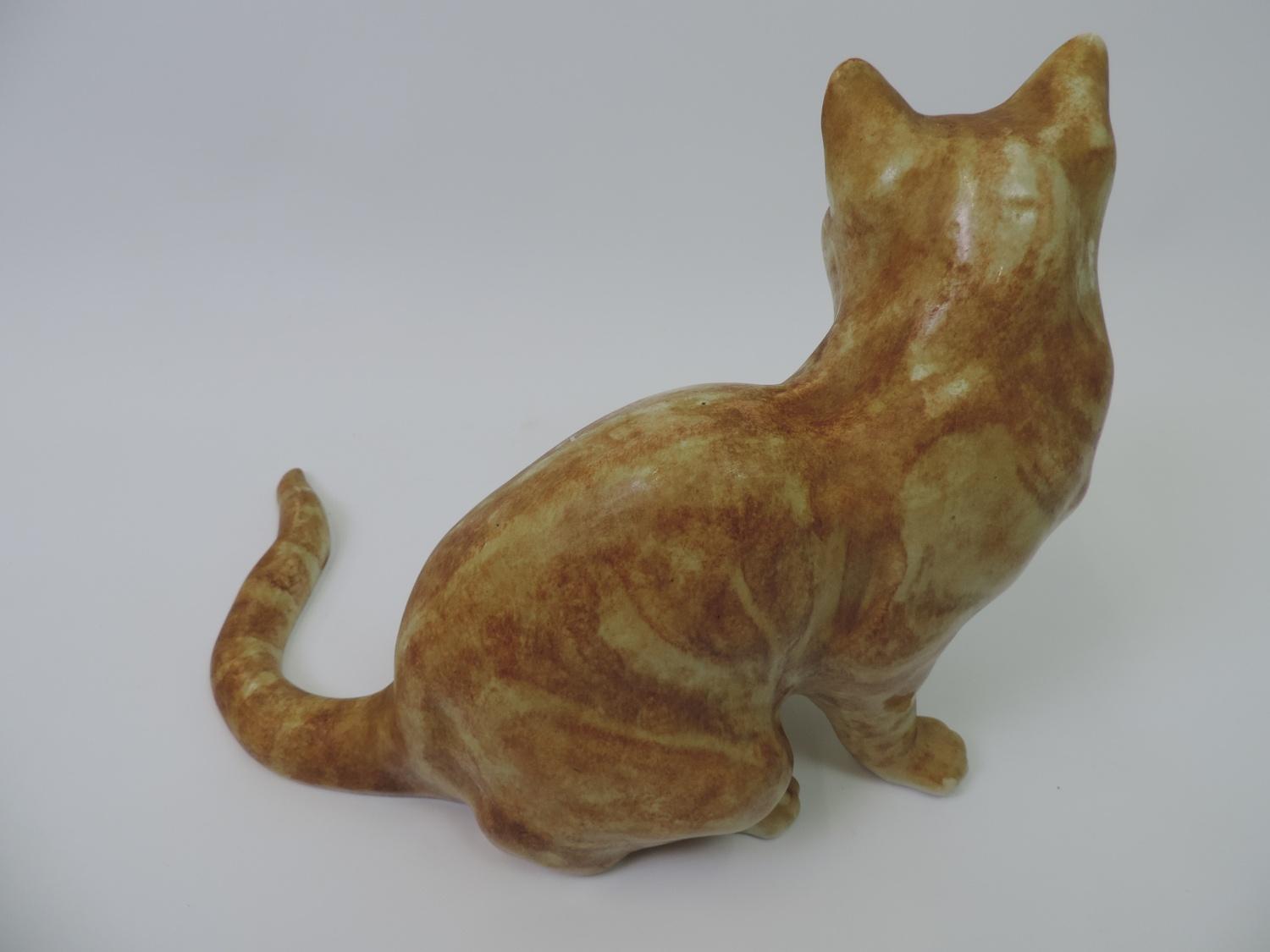 Large Glazed Pottery Cat - Mike Hinton - 35cm Long - Image 5 of 5