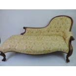 Victorian Mahogany Chaise Lounge on Castor Feet