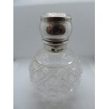 Cut Glass Silver Topped Scent Bottle Set with Gemstone - London 1886 - 13cm High
