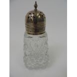 Cut Glass Silver Topped Sugar Caster - Collar Requires Refitting