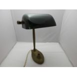 Bankers Lamp with Green Glass Adjustable Shade