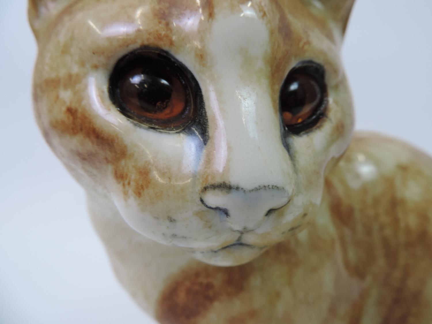 Large Glazed Pottery Cat - Mike Hinton - 35cm Long - Image 3 of 5