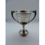Small Two Handled Silver Trophy - No Engraving - 7.5cm High - 39gms