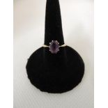 9ct Gold Amethyst Ring - Size L - 1.6gms