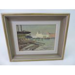 Framed Oil on Board - Ships - Indistinct Signature - 34cm x 25cm