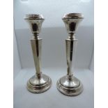 Pair of Birmingham Silver Candlesticks Sanders & Mackenzie - 16cm High